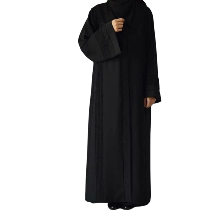 Classic Pleated Black Nida Abaya