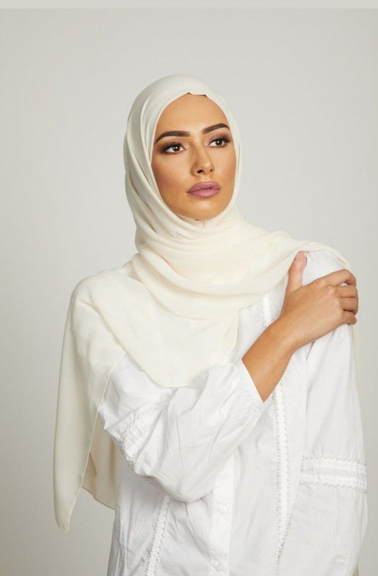 Ivory Georgette Hijab